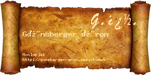 Günsberger Áron névjegykártya